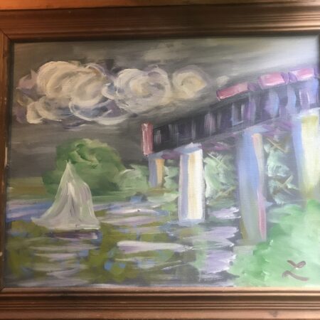 The Railway Bridge at Argenteuil -- Original Reproduction of Claude Manet's work. 23" x 19"